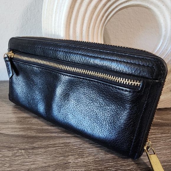 FOSSIL CLUTCH BLACK LEATHER WALLET - Picture 4 of 6